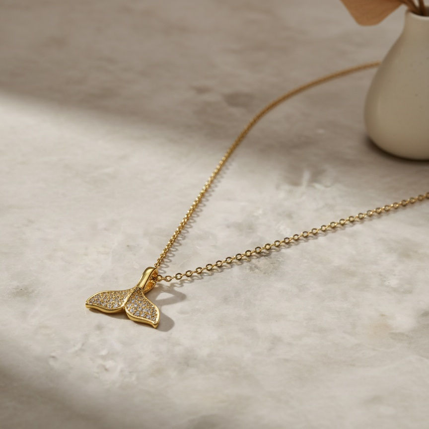 Thumbnail: Fish tail CZ Necklace