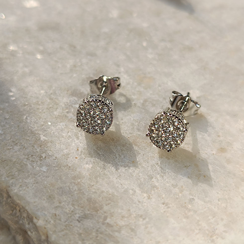 Thumbnail: 6mm micropave CZ Stud Earrings (Rhodium)