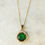 Thumbnail: Emerald round CZ halo Gold Stainless Steel chain necklace