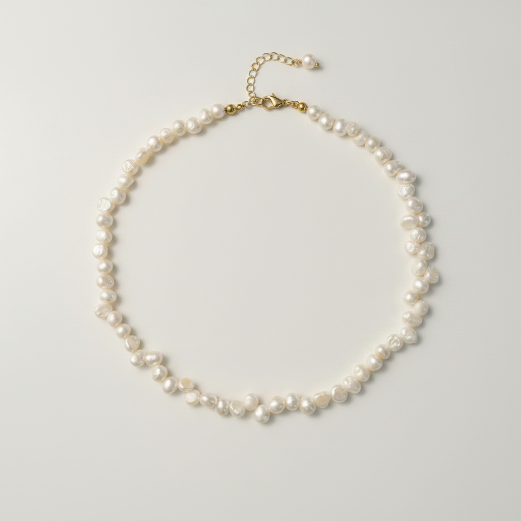 Petite Pearl Choker with 14K Gold-Plated Brass Accents