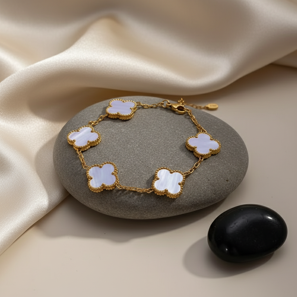 15mm Lavender Gold Stainless Steel Clover bracelet (welded)