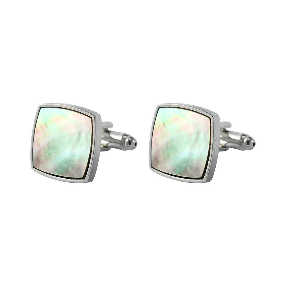 Abalone Shell Square Chrome-plated brass cufflinks