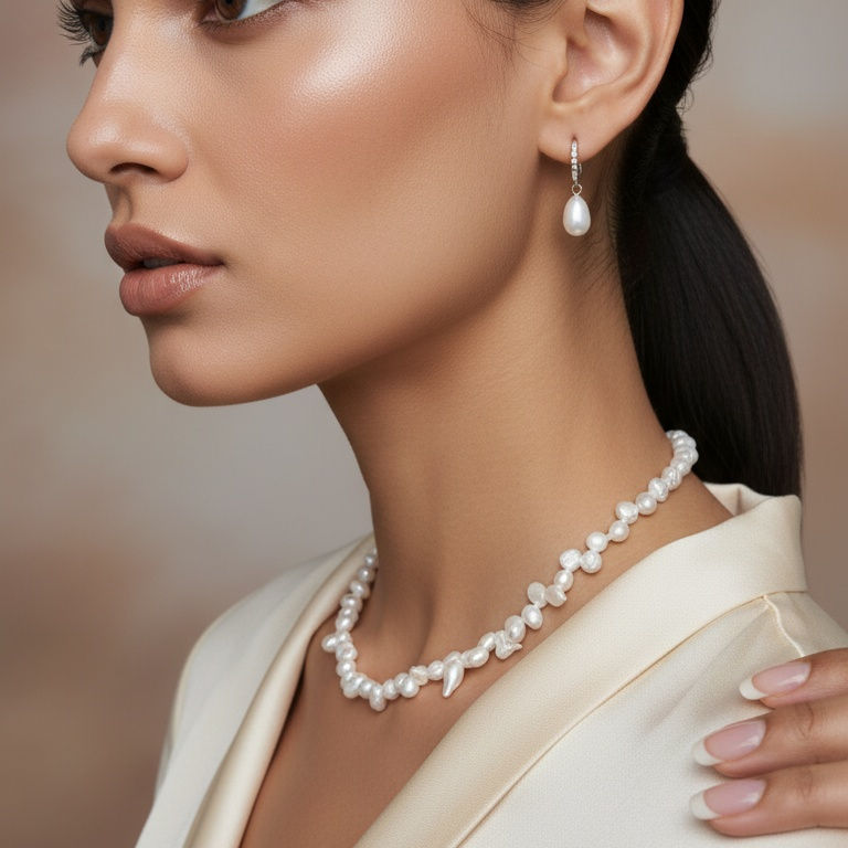 Thumbnail: Petite Pearl Choker with 14K Gold-Plated Brass Accents