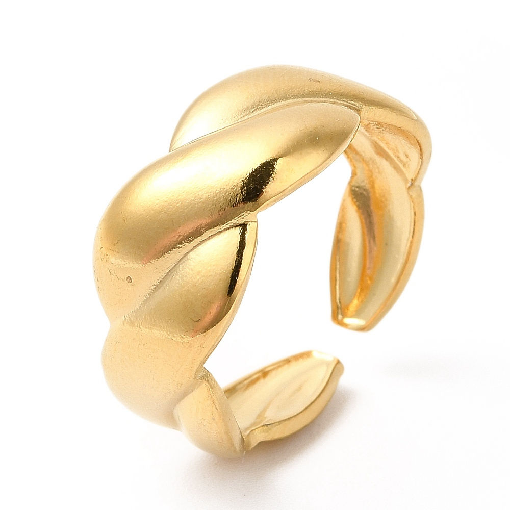 Twist Rope Gold Stainless Steel Ring (Size 7)