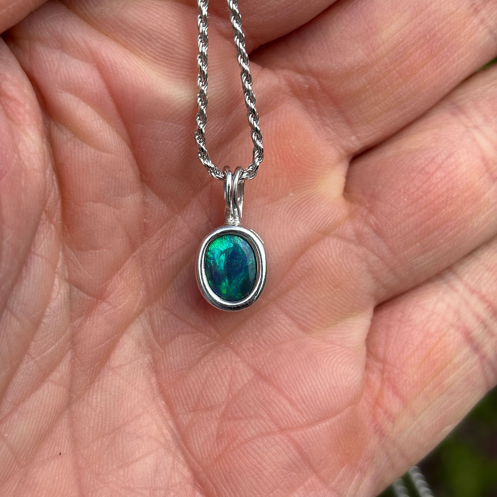 Australian Lightning Ridge Opal Pendant 9k White Gold -BOWGP01