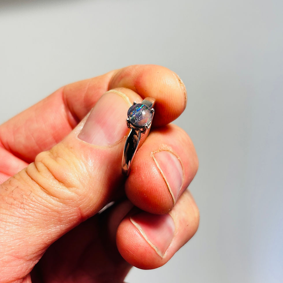 Black Doublet Opal gemstone Solitaire Ring 925 Silver ring