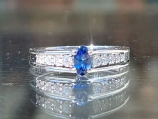 PT900ベニトアイトリング0.26ctダイヤモンド0.16ct(0400000957456)