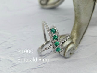 PT900⁡⁡エメラルドリング⁡⁡0.31ct⁡⁡ダイヤモンド⁡⁡0.82ct⁡⁡(RG2353⁡)