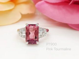 PT900ピンクトルマリンリング3.47ctダイヤモンド0.35ct(1107080056084)