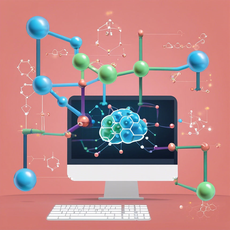 AI software analyzing chemical compounds for drug discovery predictions.