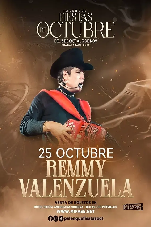 Cartel Semana 4 Palenque Fiestas de Octubre Guadalajara con Remmy Valenzuela.