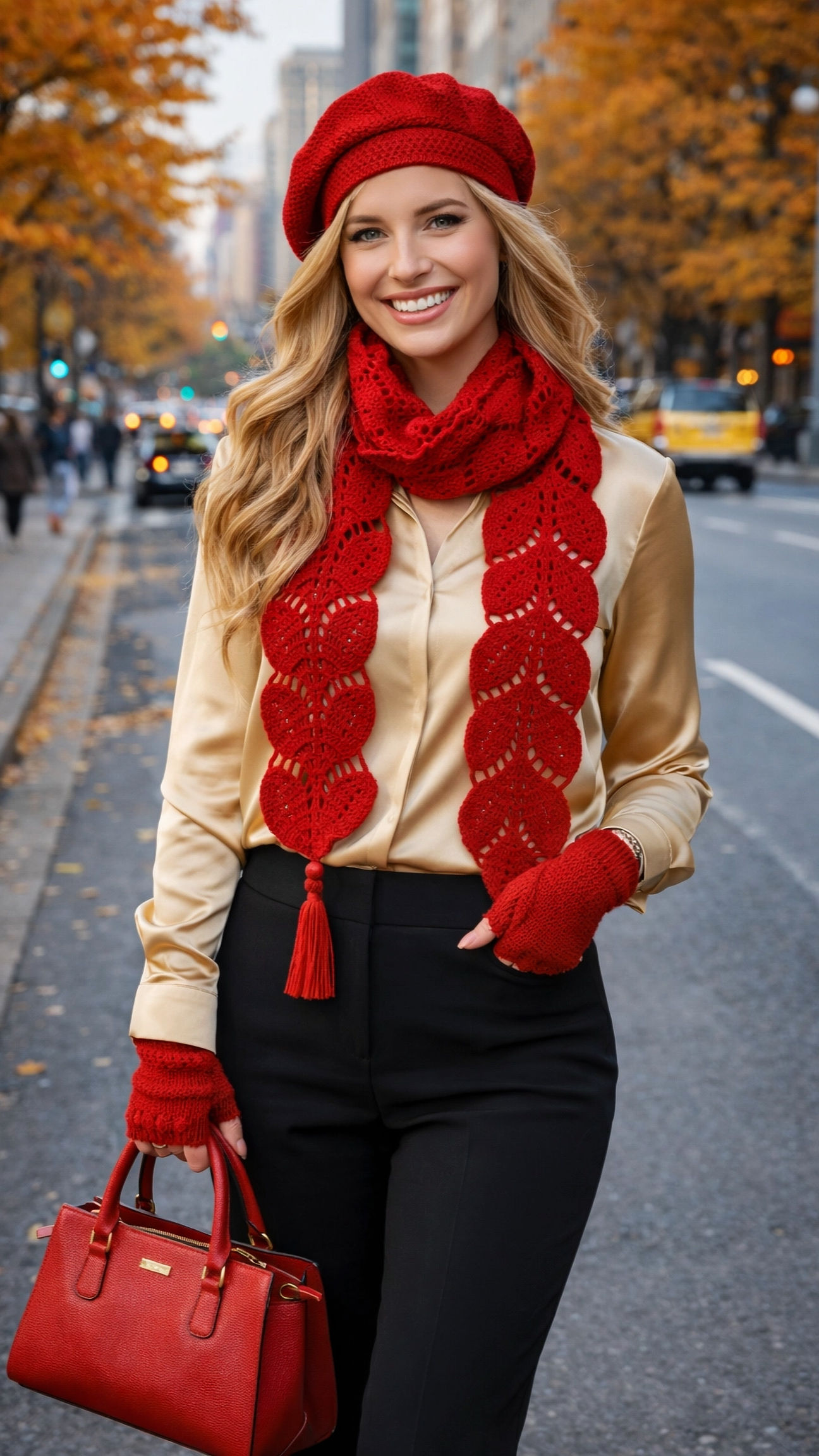 Yaprak Desen Boyun Fuları Kadın Atkı