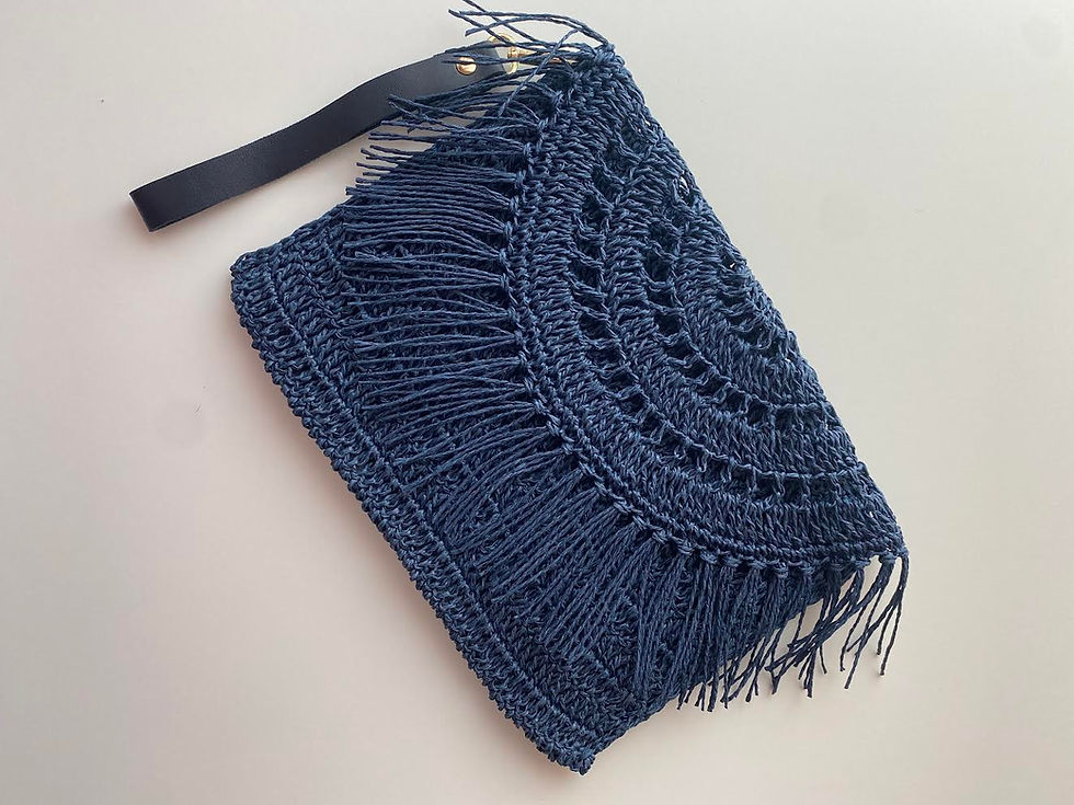 Küçük resim: Lacivert Kadın Portföy & Clutch Çanta %100 El Örgü