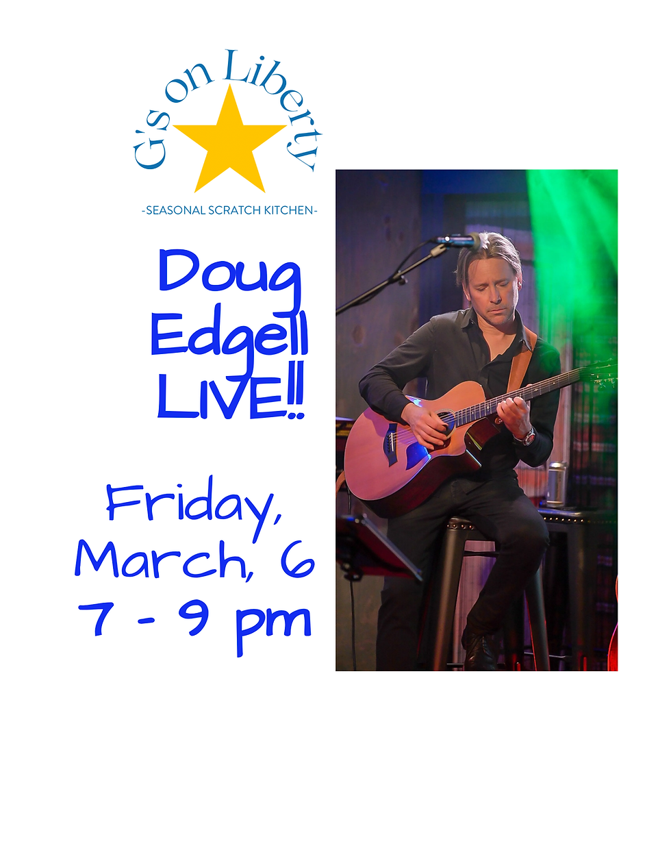 Live Music, Friday, March 6 w/ Doug Edgell