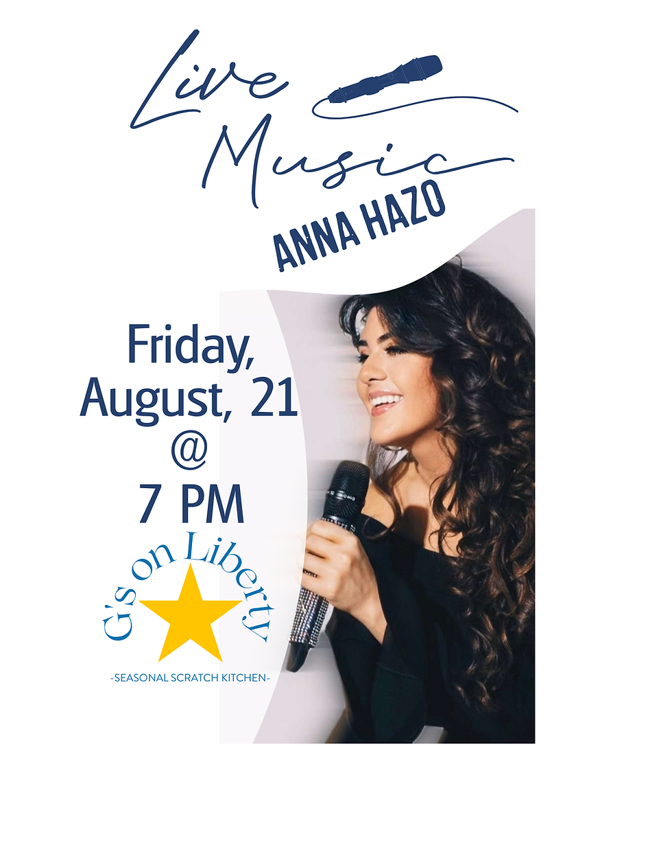 Live Music w/ Anna Hazo, Friday, 8/21