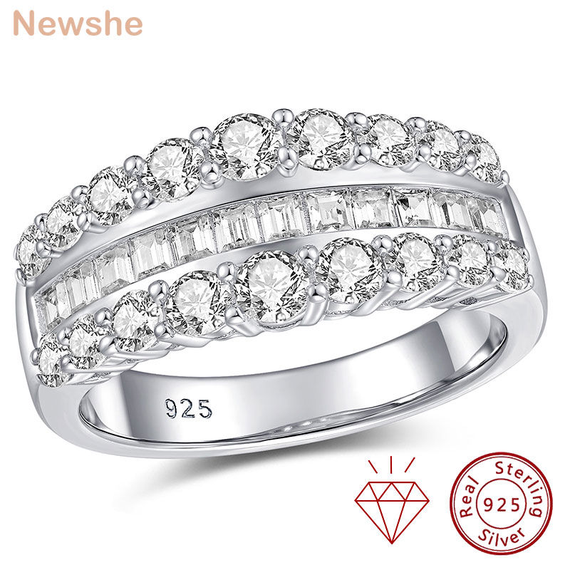 Newshe Certified Moissanite Wedding Ring for Women 925 Sterling Silver Promise E