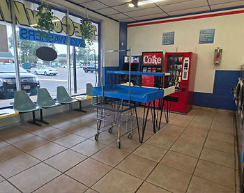 Modern Seating Area, folding tables, Pac Man, Drink and snack vending machines