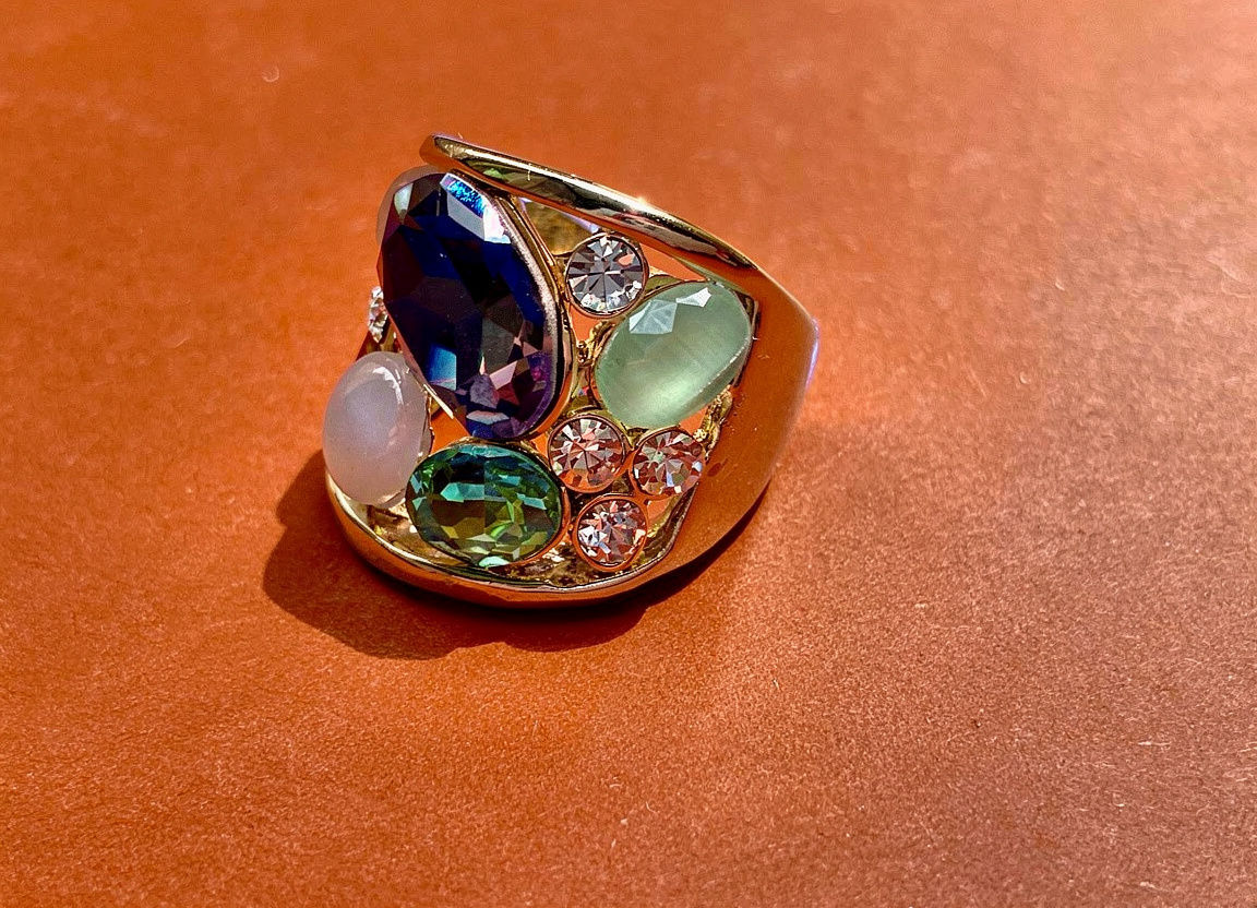 Annasach The Serene ring reverse showing open-back brass setting and tapered band construction