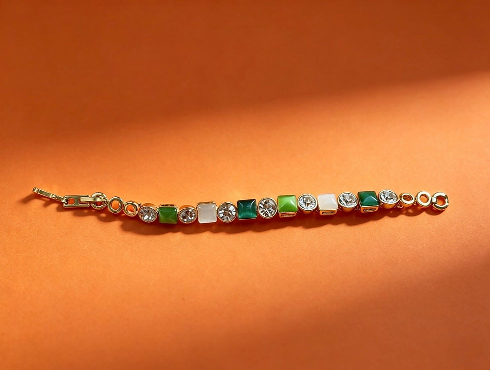 Annasach The Evelyn bracelet, closed loop view showing lobster clasp fastening