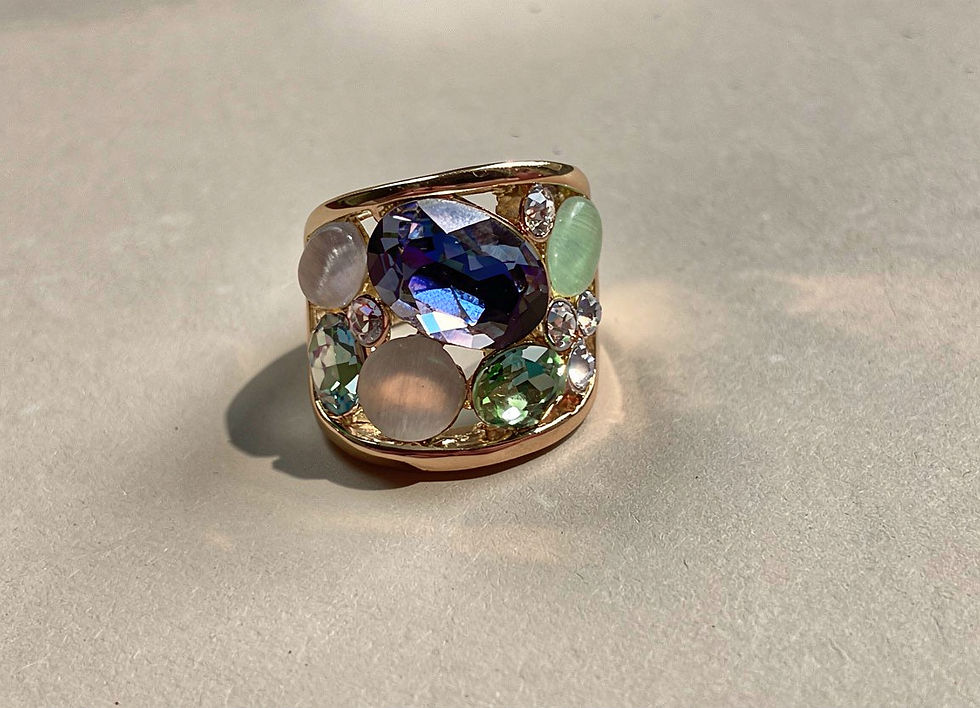 The Serene Mixed Gem Cluster Statement Ring