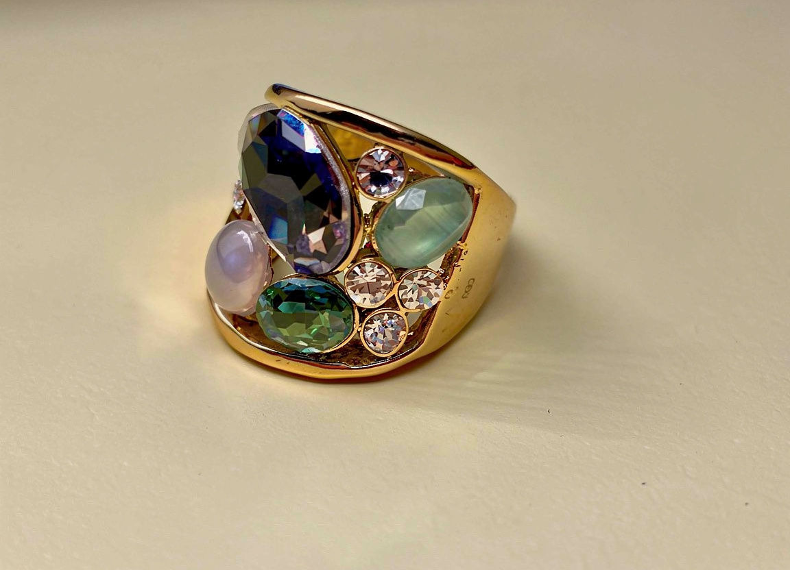 The Serene Mixed Gem Cluster Statement Ring