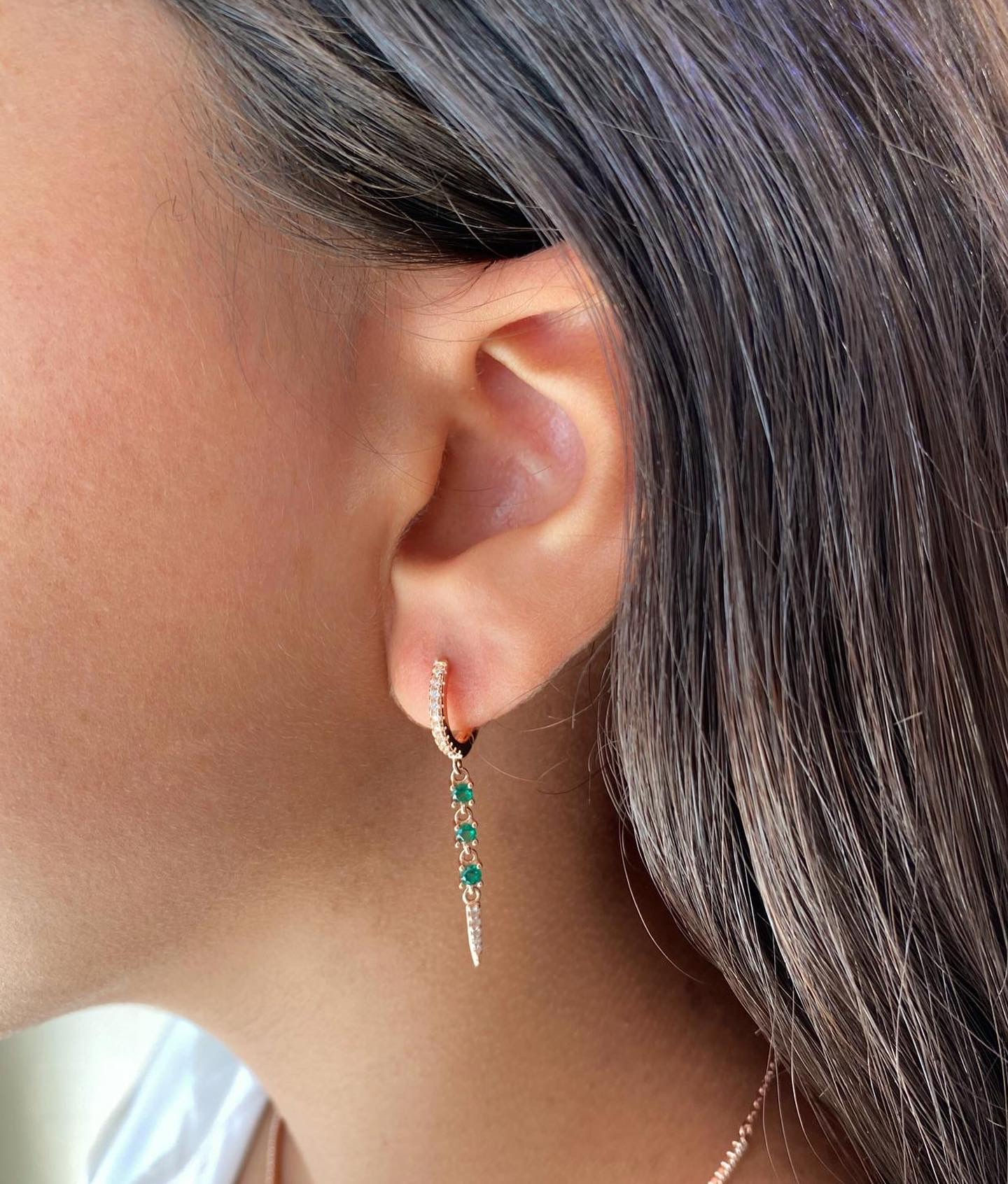 עגיל חישוק ליבי ארוך רוזגולד