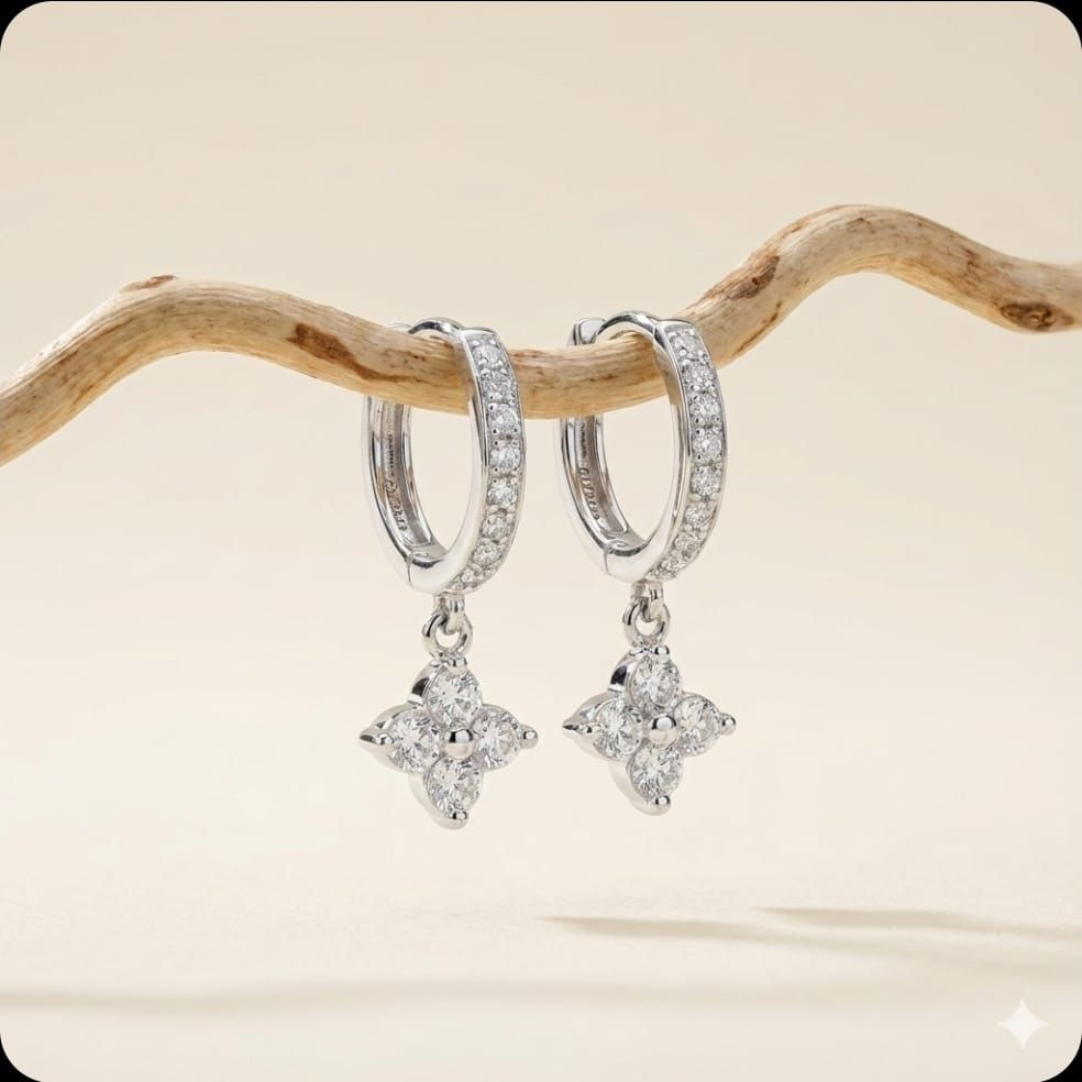 עגיל חישוק ופרח תילתן