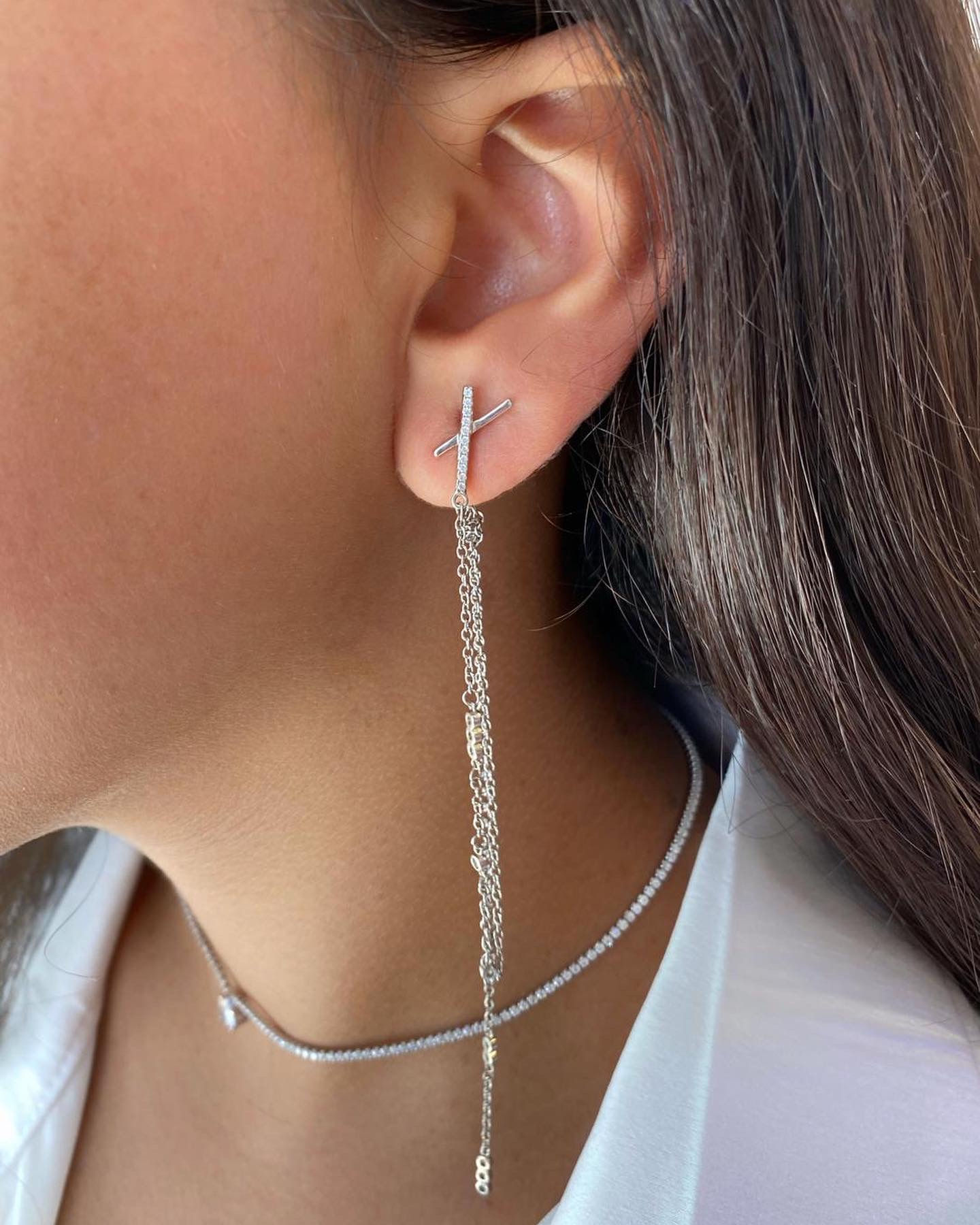 עגילים נופלים שרשרת ארוכה