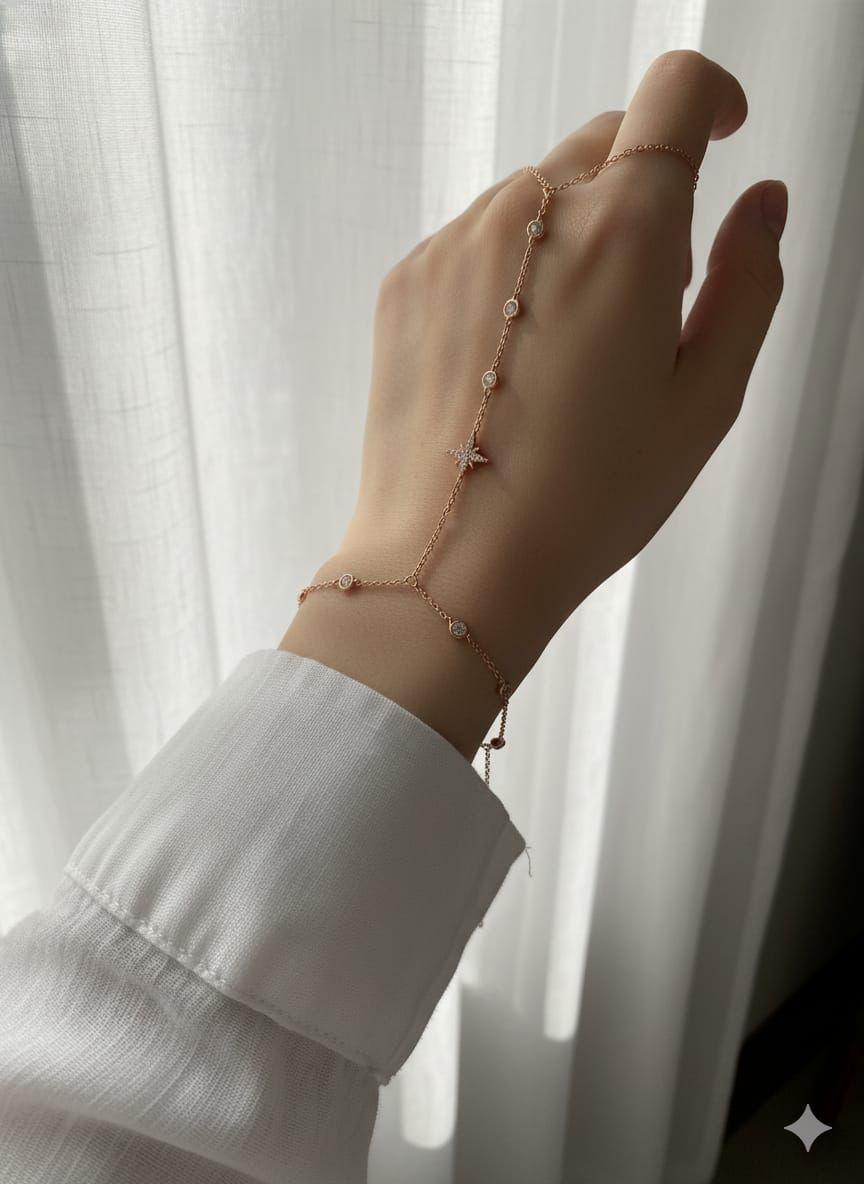 תמונה ממוזערת: צמיד טבעת ג'אדי זרקונים וכוכב הצפון