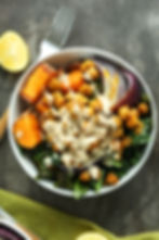 Sweet Potato Chickpea Bowl with Maple Tahini Dressing