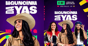 Yasmin Santos anuncia “Baguncinha da Yas” em São Paulo com Luiza Martins e MC Danny