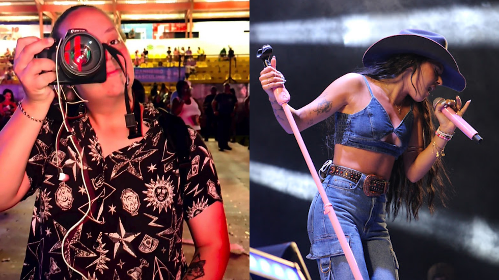 Mariane Ferreira, fotógrafa do portal Girl Sertanejo, registrando momentos de artistas do sertanejo durante cobertura de eventos.