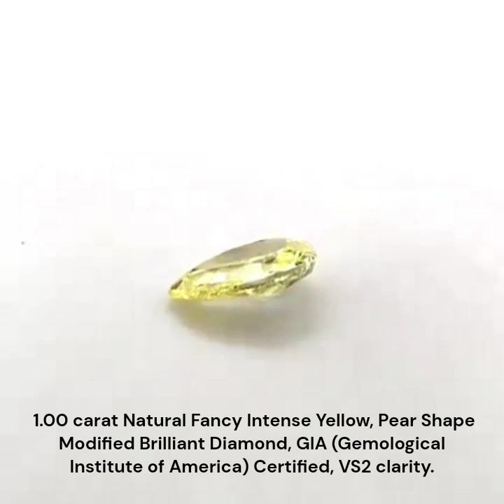 Thumbnail: 1.00 carat natural fancy intense yellow pear shape
