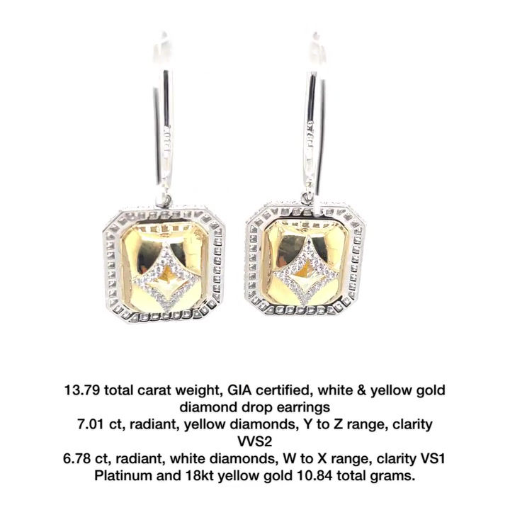 Thumbnail: 13.79ct TW Radiant Yellow Diamond Earrings