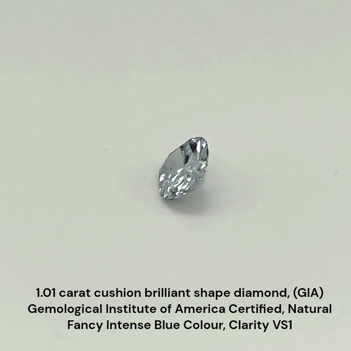 Thumbnail: 1.01 carat natural fancy intense blue cushion shape
