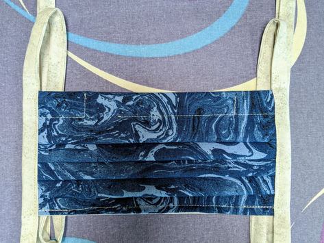 Pleated Face Mask with straps, filter pocket and nose bridge pocket