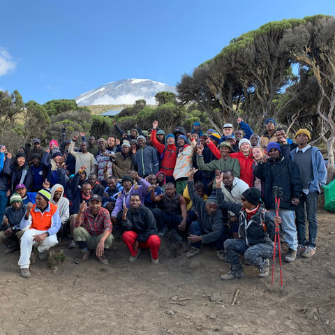 Hikers and Kilimanjaro