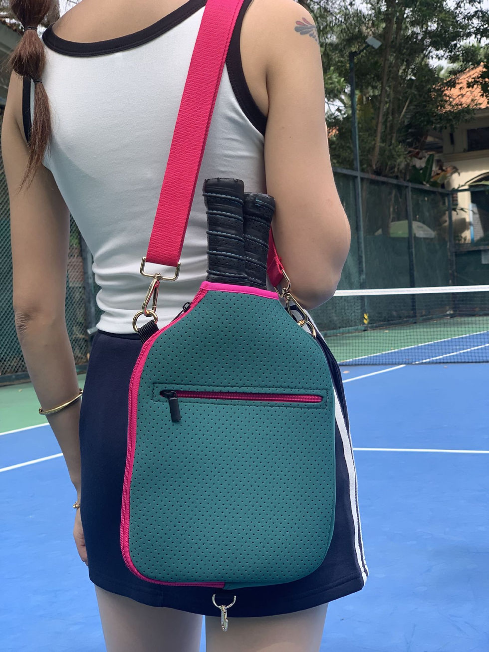 Thumbnail: Diving  Cute Pink Fabric Pickle Ball Ratchet Storage Bag