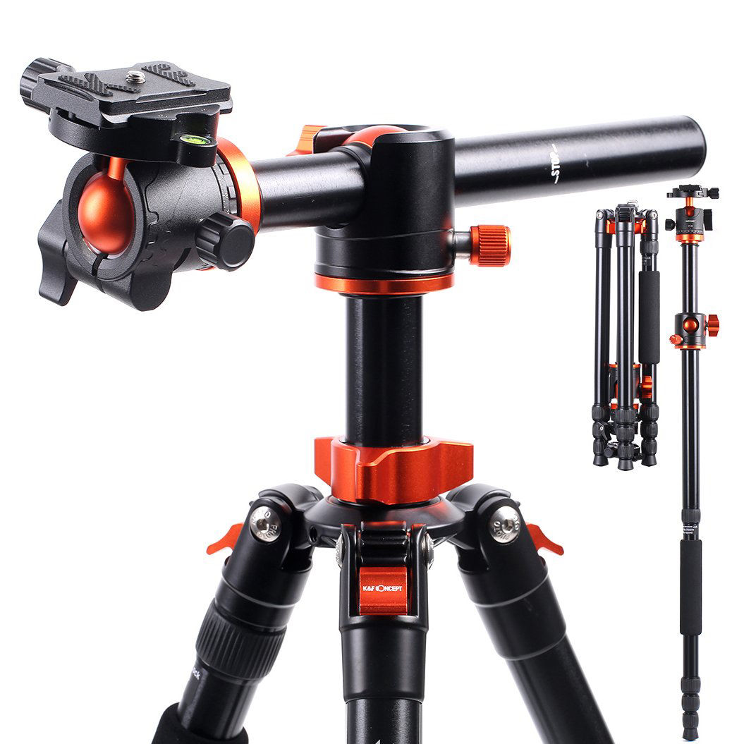 Trípode Monopod Cenital K&F Concept T254A4 + BH-28L, 185cm, 10kg.