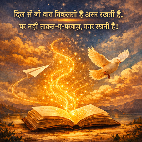 “दिल से जो बात निकलती है असर रखती है,  
पर नहीं ताक़त-ए-परवाज़, मगर रखती है।”