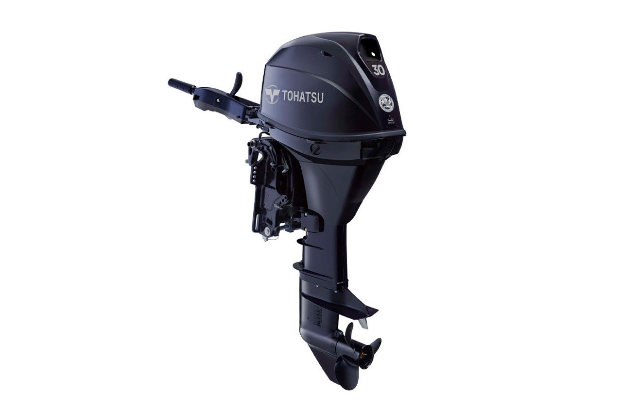 Tohatsu MFS30DEFS 30 HP EFI Four-Stroke Tiller Outboard Motor, 15" Short Shaft