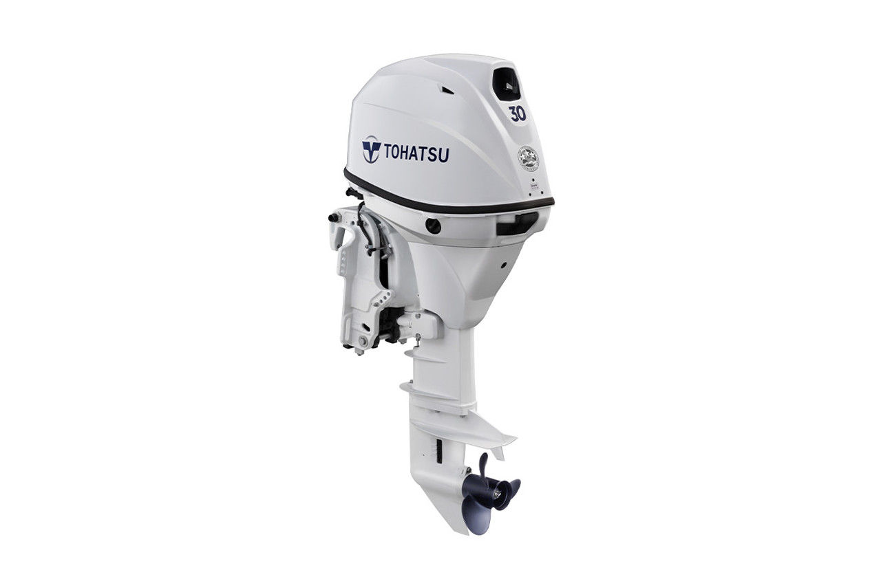 Tohatsu MFS30CWETS 30 HP EFI Four-Stroke Outboard, 15" Short Shaft, White