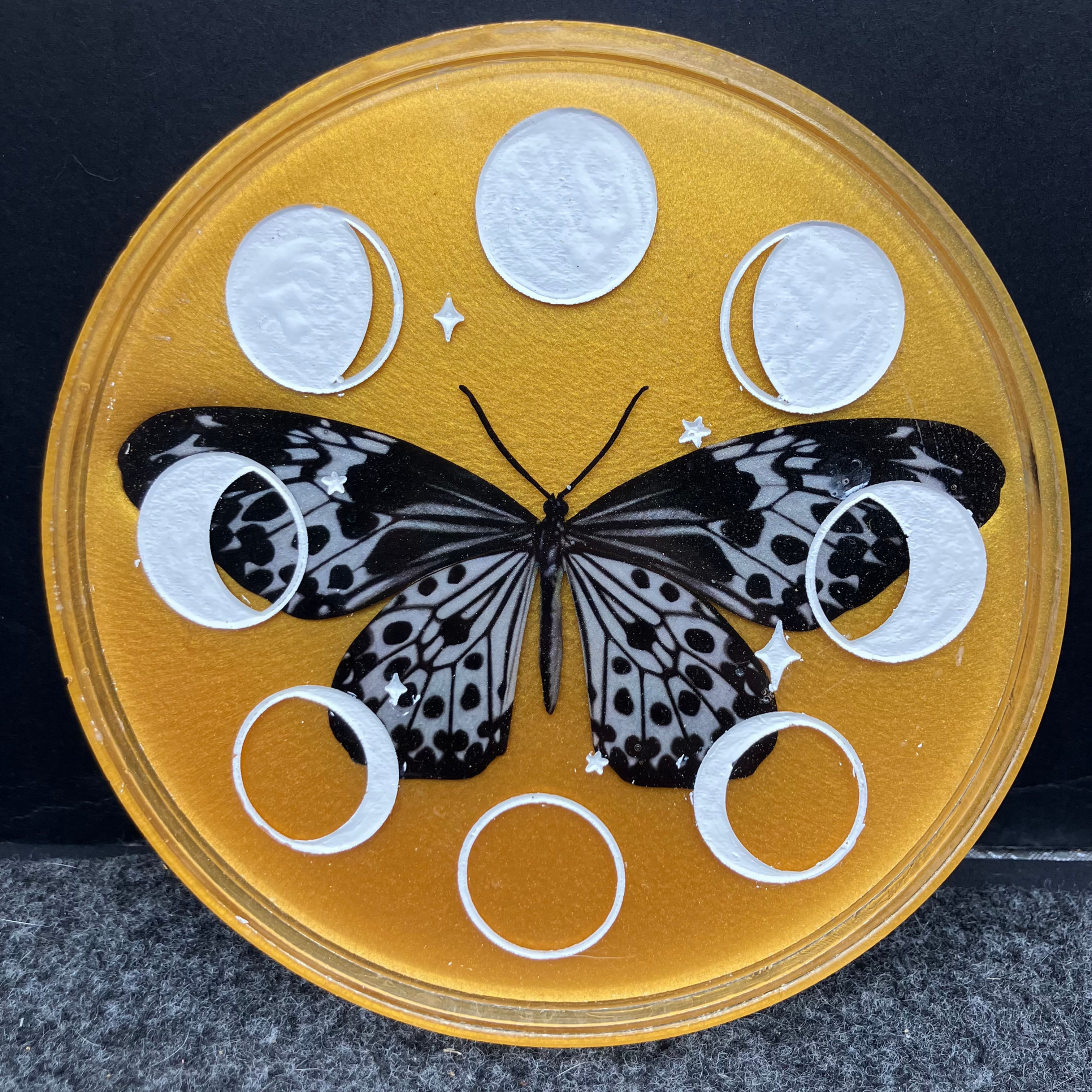 Gold butterfly tray