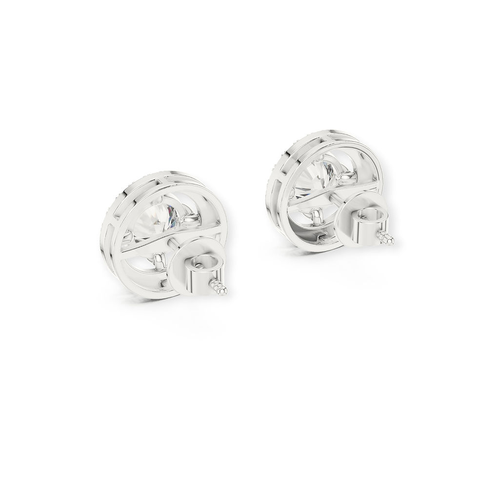Thumbnail: 2.02ct Round Floating Halo Stud Earrings