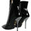 Miniatura: Dolce & Gabbana Black Patent Leather Crystal Heel Boots Shoes