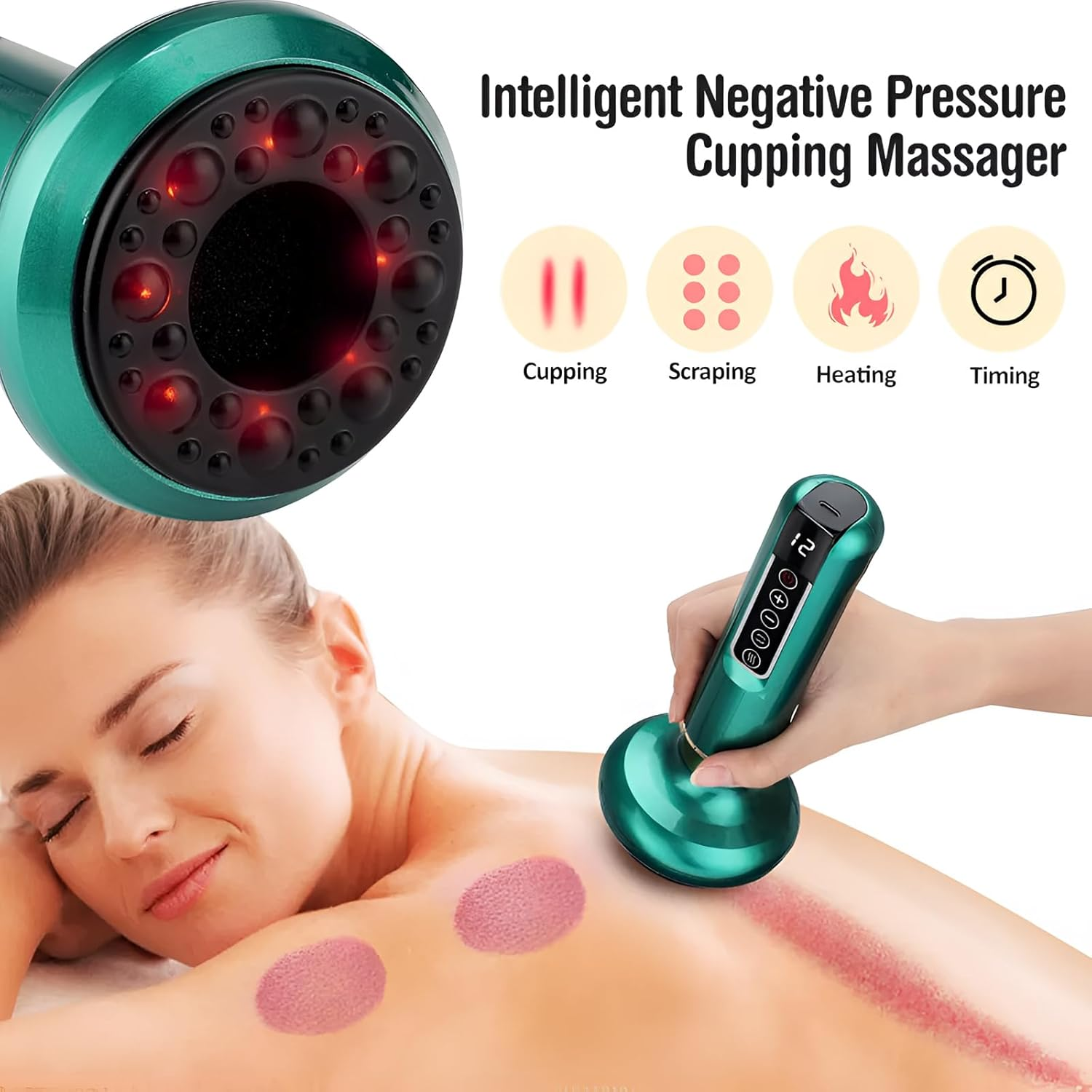 12 Gear Intelligent Suction Medical Cupping Set Beauty Massager Glass Jars Anti