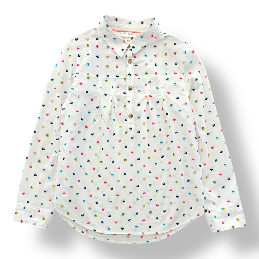 Cat & Jack | Confetti Print Pintuck Blouse (L)