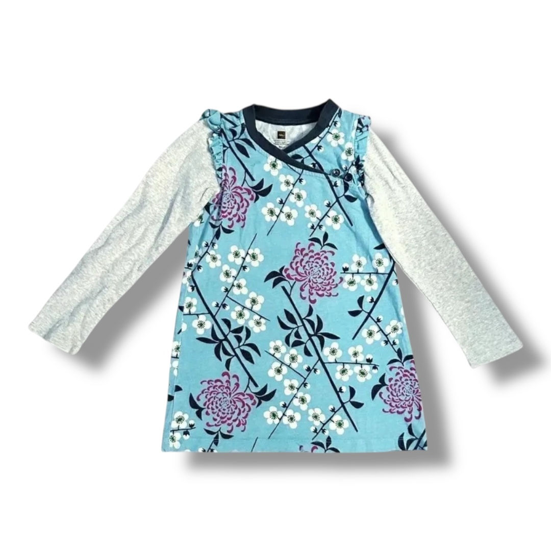 Tea Collection | Faux Layered Wrap Neck Dress (4)