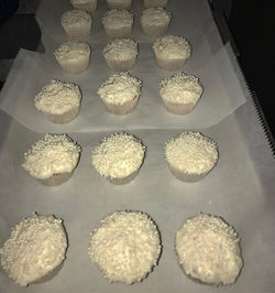 Coconut mini cupcakes with cream cheese coconut icing and a bit of bling