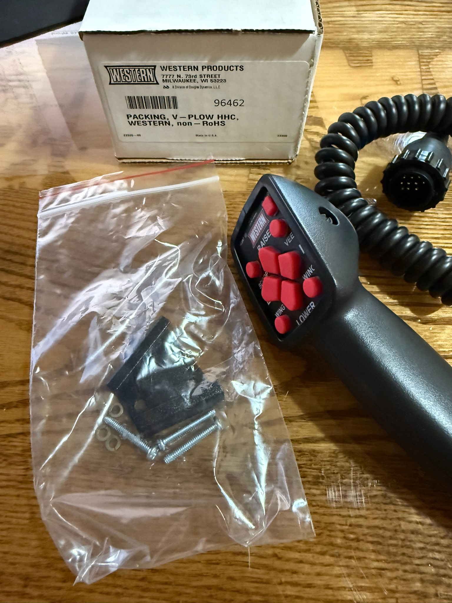96462 Western MVP V Plow Handheld Control Round Black Plug